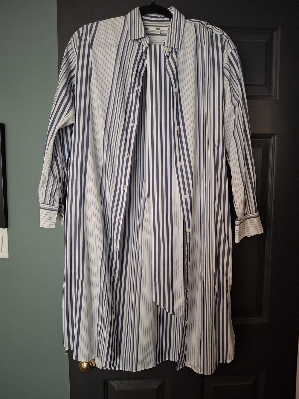 Women's (Men Shirts category) Striped Button-Down Shirt - Blue & White